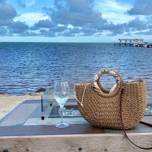 Rattan basket wicker beach pool bag